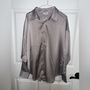 Women's Gray Button Down Shirt
